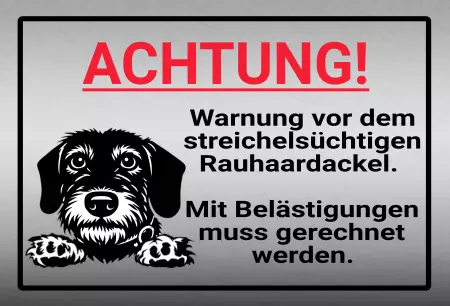 Hunde Warnung vor dem streichelsüchtigen Rauhaardackel. Bild